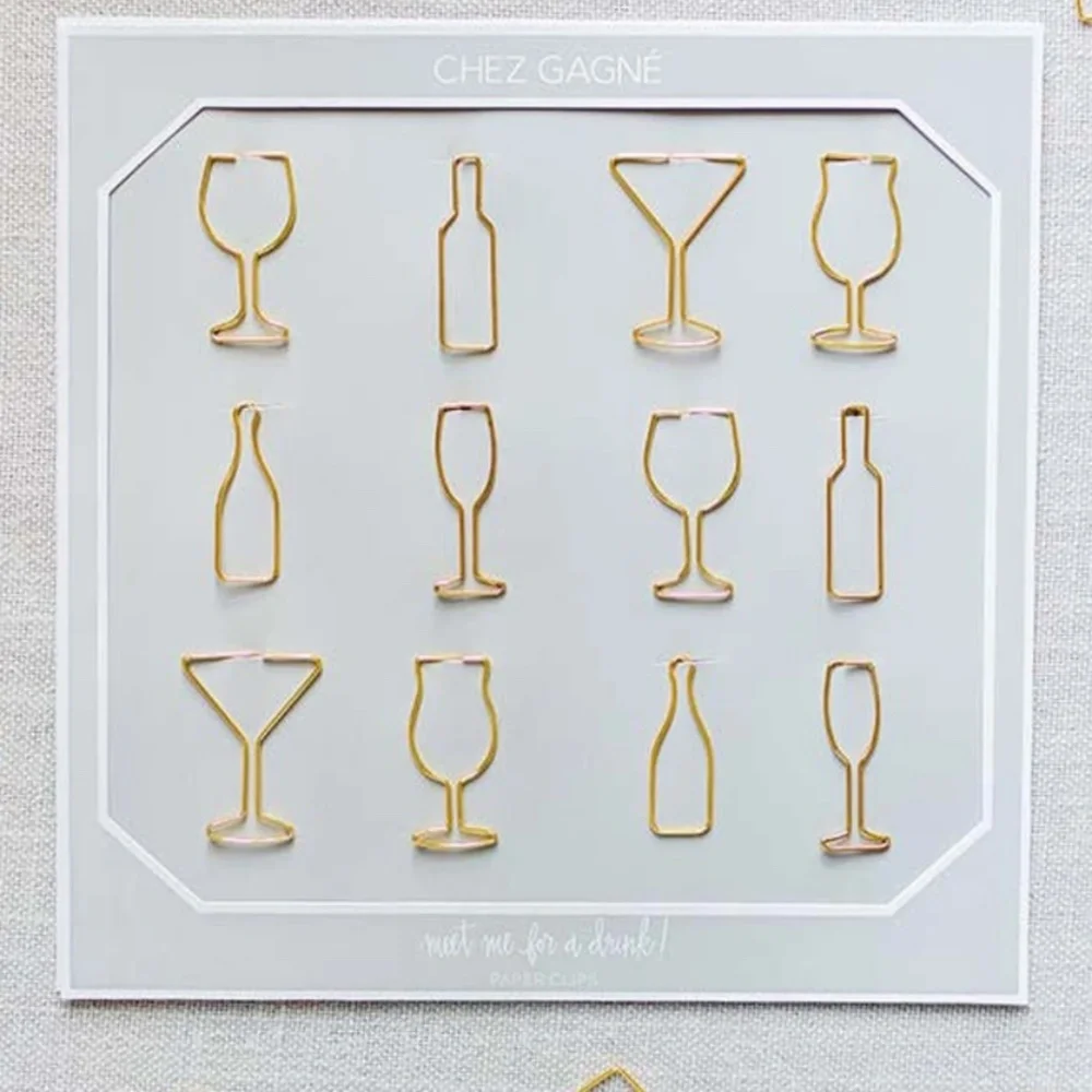 Gold Cocktail Paper Clips - Wine, Martini, Champagne NWT